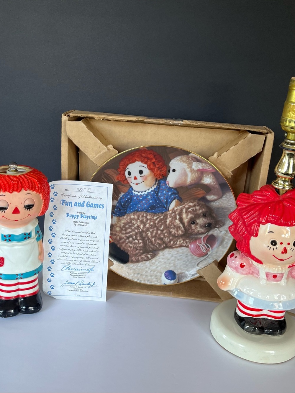 Raggedy Ann Ceramic Figurine Lamp and Companion - Home Accents